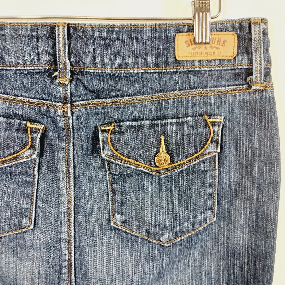 Levi's Signature Denim Skirt Misses Size 4 Zip, Western, Coastal Cowgirl Country - Picture 9 of 16